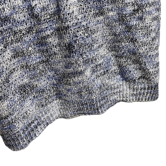 89th and Madison Cardigan Sweater Long Open Front Blue White Fringe Details - Picture 9 of 15